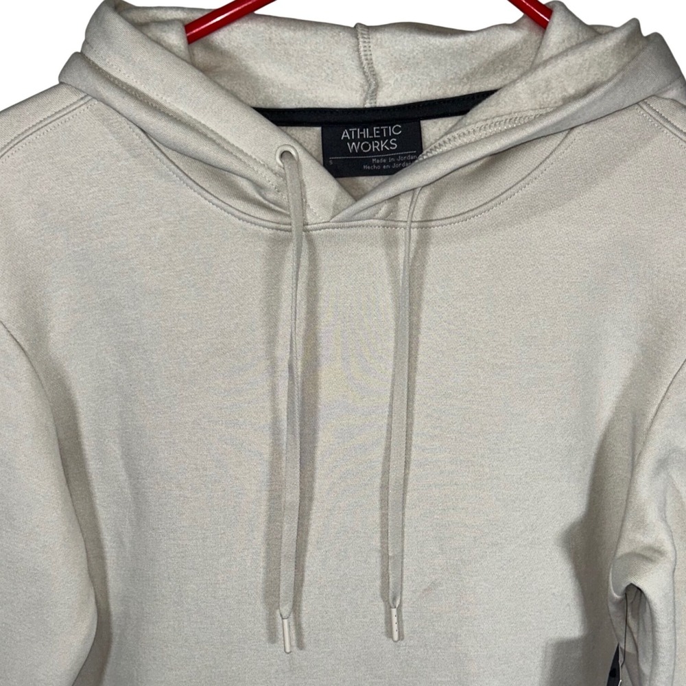 Athletic Works Mens Light Tan Hooded Fleece‎ Pullover Sweatshirt Size Small New